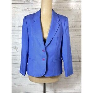 Vintage 1980’s André Barreau 100% Pure Wool Periwinkle Tweed Blazer Petite Sz 12